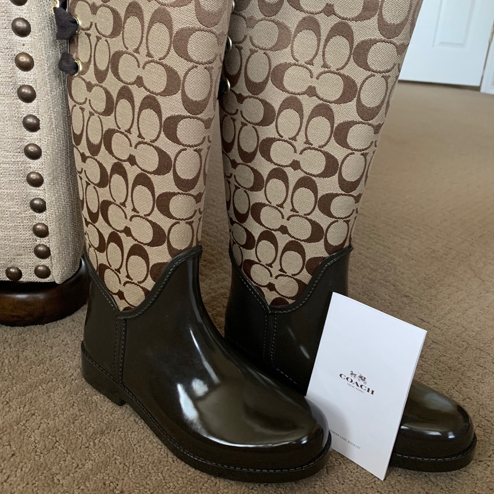 Coach Women’s Tristee Fur Lined Rain Boots Sz 7